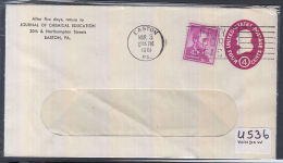 A5384 USA 1961, Pre-paid Cover From Easton - 1961-80