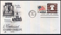 B0480 USA 1968, Pre-paid Cover, '1.4c Embossed Stamped Envelope' FDC, Springfield - 1961-80