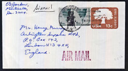 B0489 USA, Pre-paid Cover, Air Mail Monticello To England - 1961-80