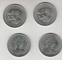 4 X 25 New Pence, 1981 H.R.H. The Prince Of Wales Ald Lady Diana Spencer, Royal Wedding (MT1) - 25 New Pence