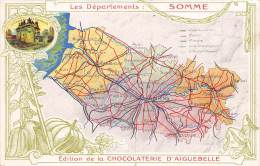 Somme     80      Carte Du Département éditée Par Chocolat Aiguebelle (pli Milieu) - Other & Unclassified