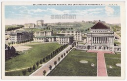 PITTSBURGH PA SOLDIERS SAILORS MONUMENT-UNIVERSITY BIRDSEYE VIEW~c1920s Postcard [5618] - Pittsburgh