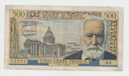 France 500 Francs 7-1-1954 "aF+" RARE Banknote P 133a  133 A - 500 F 1954-1958 ''Victor Hugo''