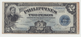 Philippines 2 Peso 1944 VF Victory Over Japan WW 2 - Series G Pick 95 - Filippijnen