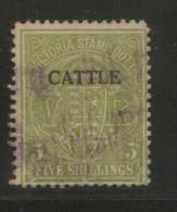 AUSTRALIA VICTORIA CATTLE  REVENUE 1927 5/- GREEN BF#12 - Fiscali