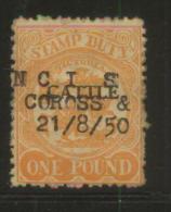 AUSTRALIA VICTORIA CATTLE  REVENUE 1927 £1 ORANGE BF#16 - Fiscale Zegels