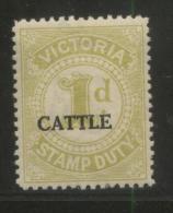 AUSTRALIA VICTORIA CATTLE  REVENUE 1927 1D GREEN NHM  BF#01 - Revenue Stamps