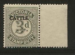 AUSTRALIA VICTORIA CATTLE  REVENUE 1927 3D GREEN MARGINAL COPY NHM  BF#02 - Fiscaux