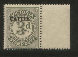 AUSTRALIA VICTORIA CATTLE  REVENUE 1927 3D GREEN MARGINAL COPY NHM  BF#02 - Revenue Stamps