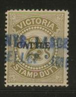 AUSTRALIA VICTORIA CATTLE  REVENUE 1927 2/- GREEN BF#07 - Steuermarken