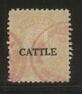AUSTRALIA VICTORIA CATTLE REVENUE 1951 2D BROWN BF#40 - Revenue Stamps