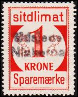 1939. Sparemærke Sitdlimat. 1 Kr. Udstedet Niakornat.  (Michel: ) - JF127625 - Colis Postaux