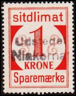 1939. Sparemærke Sitdlimat. 1 Kr. Udstedet Niakornat.  (Michel: ) - JF127624 - Colis Postaux