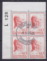 Denmark 1970 Mi. 478   60 Ø Geburtstag Von König Frederik IX. Rand Margin "L 128" 4-Block !! - Blocks & Kleinbögen