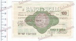 BANCO DI SICILIA - Sindacato Prov ANCONA - MINIASSEGNI - [10] Scheck Und Mini-Scheck