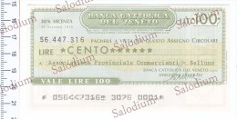 BANCA CATTOLICA DEL VENETO - Commercianti BELLUNO - MINIASSEGNI - [10] Assegni E Miniassegni