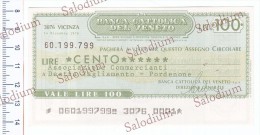 BANCA CATTOLICA DEL VENETO - Ass. Omm. Destra Tagliamento Pordenone - MINIASSEGNI - [10] Checks And Mini-checks