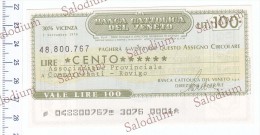 BANCA CATTOLICA DEL VENETO - Ass. Comm. ROVIGO - MINIASSEGNI - [10] Assegni E Miniassegni