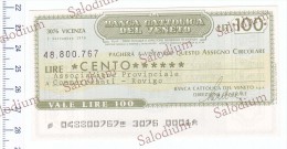BANCA CATTOLICA DEL VENETO - Ass. Comm. ROVIGO - MINIASSEGNI - [10] Chèques