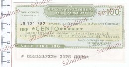 BANCA CATTOLICA DEL VENETO - Ass Commercianti Prov VICENZA - MINIASSEGNI - [10] Chèques