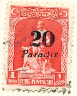 TURKEY  -  1929  Surcharge  20p On 1g  Used As Scan - Gebruikt