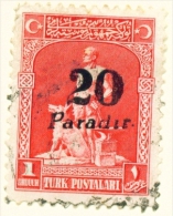 TURKEY  -  1929  Surcharge  20p On 1g  Used As Scan - Gebraucht