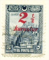 TURKEY  -  1929  Surcharge  21/2k On 5g  Used As Scan - Gebruikt