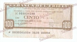 BANCA DEL FRIULI - ACI AUTOMOBILE CLUB DI UDINE - AUTO CAR - MINIASSEGNI - Banconota Banknote - [10] Assegni E Miniassegni