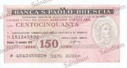 BANCA S. PAOLO BRESCIA - MINIASSEGNI - Banconota Banknote Assegno - [10] Chèques