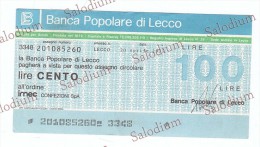 BANCA POPOLARE DI LECCO - Imec Confezioni - MINIASSEGNI - Banconota Banknote Assegno - [10] Checks And Mini-checks
