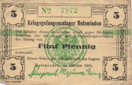 Holzminden Billet De Banque Du Camp De Prisonniers Kriegsgefangenenlager 1915 Guerre 1914 1918 Militaria - Unclassified