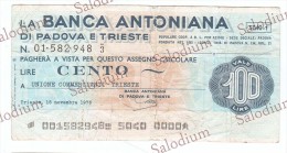 BANCA ANTONIANA - Ass. Commercianti Trieste - MINIASSEGNI - Banconota Banknote Assegno - [10] Chèques