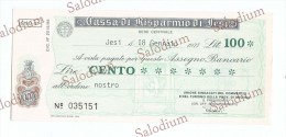 CASSA DI RISPARMIO DI JESI - MINIASSEGNI - Banconota Banknote Assegno - [10] Scheck Und Mini-Scheck