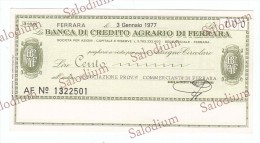 (*) BANCA DI CREDITO AGRARIO DI FERRARA - MINIASSEGNI - Banconota Banknote Assegno - [10] Scheck Und Mini-Scheck