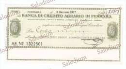 (*) BANCA DI CREDITO AGRARIO DI FERRARA - MINIASSEGNI - Banconota Banknote Assegno - [10] Checks And Mini-checks