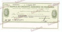 BANCA DI CREDITO AGRARIO DI FERRARA - Autostrada Autostrade Bologna - MINIASSEGNI - Banconota Banknote Assegno - [10] Scheck Und Mini-Scheck