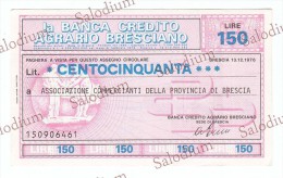 BANCA CREDITO AGRARIO BRESCIANO - BRESCIA - MINIASSEGNI - Banconota Banknote Assegno - [10] Scheck Und Mini-Scheck