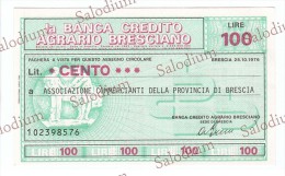 (*) BANCA CREDITO AGRARIO BRESCIANO - BRESCIA - MINIASSEGNI - Banconota Banknote Assegno - [10] Chèques