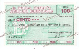 (*) BANCA CREDITO AGRARIO BRESCIANO - BRESCIA - MINIASSEGNI - Banconota Banknote Assegno - [10] Checks And Mini-checks