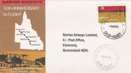 Australia 1972 Qantas 50th Anniversary 1st Flight Cover - Covers & Documents