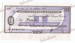 BANCA DI TRENTO E BOLZANO - BOZEN - MINIASSEGNI - Banconota Banknote Assegno - [10] Chèques