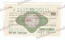 BANCO DI SICILIA - Cattolica Assicurazione Verona - MINIASSEGNI - Banconota Banknote Assegno - [10] Chèques