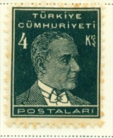 TURKEY  -  1931 To 1954  Kemal Attaturk  4k  Mounted/Hinged Mint (reverse Foxing) - Unused Stamps