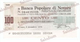 BANCA POPOLARE DI NOVARA - ASSOCIAZIONE INDUSTRIALE LOMBARDA - MINIASSEGNI - Banconota Banknote Assegno - [10] Chèques