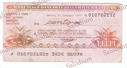 BANCO CHIAVARI RIVIERA LIGURE GENOVA - MINIASSEGNI - Banconota Banknote Assegno - [10] Chèques