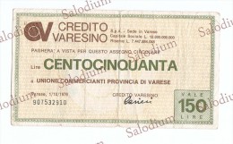 CREDITO VARESINO VARESE - MINIASSEGNI - Banconota Banknote Assegno - [10] Assegni E Miniassegni