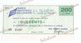 BIG BANCA INDUSTRIALE GALLARATESE - GALLARATE VARESE - MINIASSEGNI - Banconota Banknote Assegno - [10] Chèques