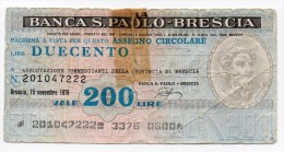 BANCA S. PAOLO BRESCIA - MINIASSEGNI - Banconota Banknote Assegno - [10] Cheques Y Mini-cheques