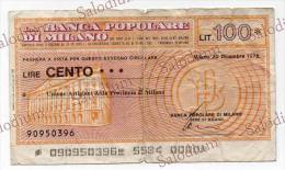 BANCA POPOLARE DI MILANO - MINIASSEGNI - Banconota Banknote Assegno - [10] Cheques Y Mini-cheques