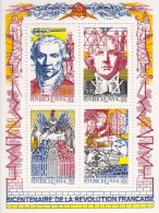 FRANCE 1990 Souvenir Sheet Yv BF12 Revolution Bicentenary Famous People (Monge, Grégoire, Flag, Departments) - French Revolution